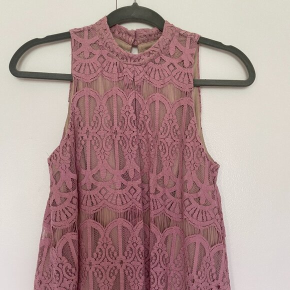 Love, Fire Mock Neck Mauve Lace Tank Top Womens/Juniors Size S - Picture 1 of 11